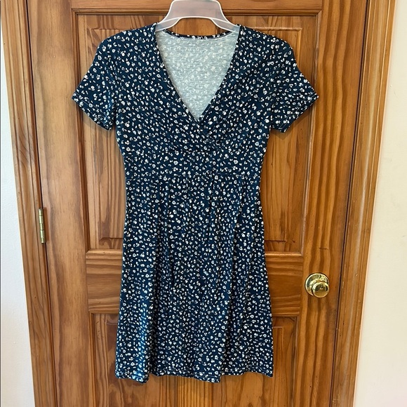 Navy Floral Print Women's Dress - Picture 2 of 2